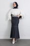 Contrast Stitching Pieces of Denim Skirts Y0115 - Dark Blue - 2