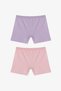 Kız Çocuk Basic 2li Çok Renkli Uzun Boxer