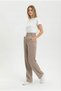 High Waist Elastic Wide Leg Palazzo Woven Women's Trousers - 2