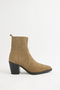 Boots 2302 - Real Leather Blunt Toe Ankle Detailed Mink Suede Women's Boots - 6