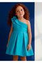 Girl's One-Sleeved Dress Turquoise