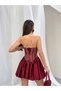 ILYA Mini Elbise 1372 - Bordo - 3