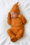 5 Piece 100% Cotton Baby Hospital Discharge Set Double-Breasted Top, Bottom, Gloves, Hat and Bib Set Tile
