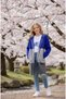 Girl's Hooded Long Knit Cardigan with Writing on the Back