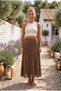 Camel Lined Foldable Fabric Waist Casual Cotton Long Woven Skirt 95 65 - 3