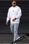 Men's White Geyik Thick Soft 3 Threaded Inner Yarn 0 Zero Neckline Oversize Loose Sweatshirt - 3