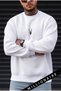 Men's White Geyik Thick Soft 3 Threaded Inner Yarn 0 Zero Neckline Oversize Loose Sweatshirt - 4