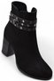 650 Daily Zippered Women's Heeled Boots Shoes Nubuck Black Classic Heel Boots