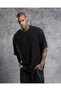 Raw Edge Black Oversize Unisex Short Sleeve T-Shirt - 3