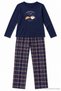 Women's Plaid Patterned Long Sleeve Pajama Set Navy Blue %100 Cotton - 5