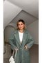 Oversized Glittery Lined Melton Coat - 6