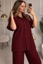 Textured Wrinkled Fabric Women's Shirt and Pants Set Xl-6Xl - 2