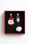 Christmas Figures Santa Claus and Deer Dangle Earrings - 2