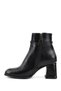 Women's Black Zippered Thick Heeled Boots - 6