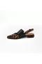 Leopard Patterned Genuine Leather & Fabric Detailed Low Heeled Women's Shoes - 3