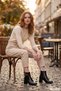 Women's Black Zippered Thick Heeled Boots - 4