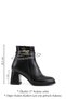 Women's Black Zippered Thick Heeled Boots - 3