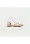 Beige Leather Flat Heeled Women's Ballerina Shoes with Buckle Detail - 2