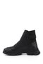 Women's Black Velcro Elastic Thick Soled Boots - 6