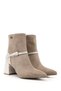 Women's Mink Suede Zippered Thick Heeled Boots - 5