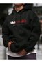Unisex Black Oversized Hooded 100% Cotton 3 Thread B Printed Hoodie Wide Size