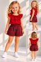 Baby Girl Red Blouse & Red Plaid Pattern Shorts Set