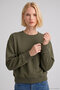 Marcia Khaki 100% Cotton Crop Sweatshirt