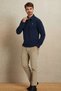 Alezio Navy Blue 100% Cotton Sweatshirt - 3