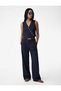 Buttoned Sleeveless Asymmetrical Double-Breasted Neckline Vest with Metal Accessories