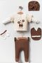 Organic Scallop Collar Süzene Flower Bunch Baby Hospital Exit Bodysuit Set - 3