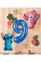 Lilo Stitch and Angel Balloon Set for 9 Year Olds, 3 Piece Navy Blue Number Balloon Birthday Party Set