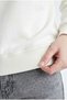 Women's Relax Fit Comfortable Cut Cotton Soft Textured 3-Thread Fleece Crew Neck Ecru Sweatshirt - 3
