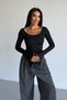 Women's Long Spanish Sleeve Back Lace Detail Crop Blouse - 7