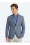 Blue Patterned Modern Fit Eco-Friendly Cotton Blend Jacket