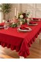 Pearl Velvet Textured Ruffled Tablecloth Red - 7