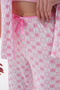 Shirt Collar Short Sleeve Front Buttoned Back Embroidery Pocket Detail Checkered Heart Patterned Women's Pajama Set with Trousers - 7