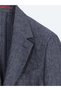 Blue Patterned Modern Fit Linen Blend Suit - 8