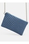 Women's Blue Denim Embossed Portfolio & Clutch Bag - 3