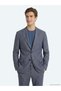 Blue Patterned Modern Fit Linen Blend Suit - 4