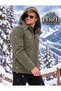 Men's Military Green Fur-Lined Hooded Coat - 3
