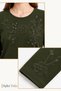 Women's Khaki Winter Peony Pattern Collar and Sleeves Embroidered, Stoned Clover Fabric Mother Combed Cotton Blouse - 3