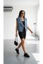 Women's Light Blue Wide Collar Oversize Denim Jeans Vest - 5