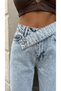 High-Waisted Straight-Leg Front-Placket Pants in Light Blue - 4
