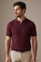 Men's Trend Striped Premium Claret Red Polo Neck T-Shirt - 4