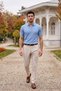 Men's Striped Premium Blue Knitwear Polo Neck T-Shirt - 3