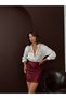 Sequined Mini Skirt - Stylish Evening and Party Fashion - Burgundy |   F1980 - Burgundy - 2