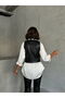 Buttoned Leather Vest - Black |   Vmf1503 - Black - 5