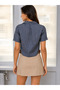 Black Thick Striped Shirt with Belt Detail |   Vmd2646 - Black - 2