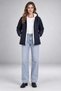 Women's Navy Blue Fur Windproof Hooded Winter Coat - 2