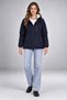 Women's Navy Blue Fur Windproof Hooded Winter Coat - 4